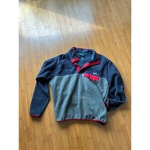 Patagonia Lightweight Synchilla Snap-T Fleece Pullover Navy Gray Red Men's Med